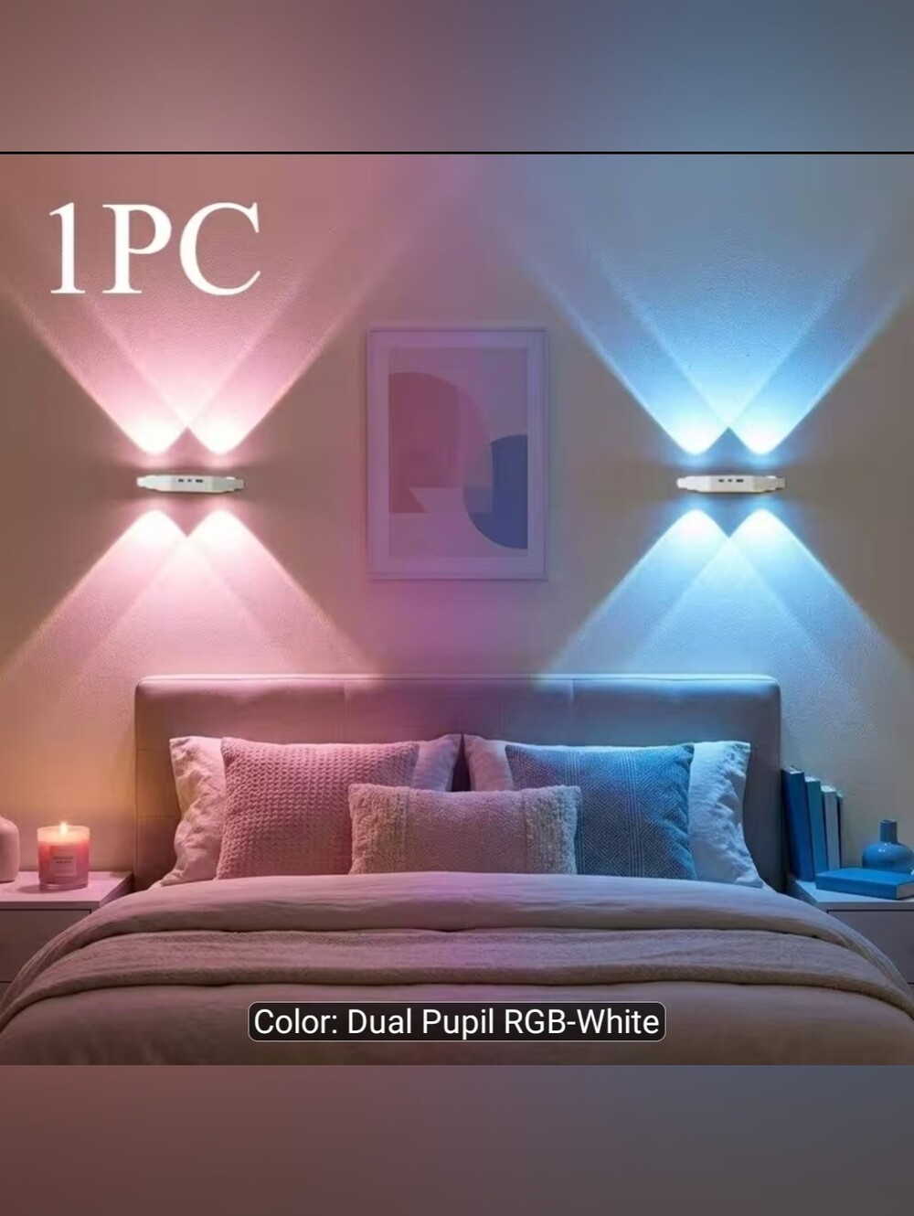 Cool Cute 1pc RGB Dual Pupil Wall Light - White